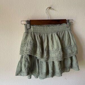AEO Tiered Light Green Mini Skirt